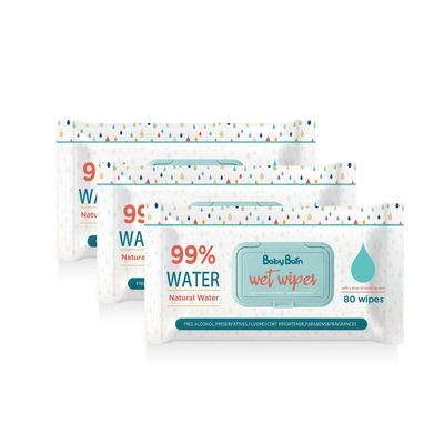 Khăn ướt Eco Baby Water dùng một lần Khăn ướt Làm sạch Túi 80PCS Khăn lau OEM GSM