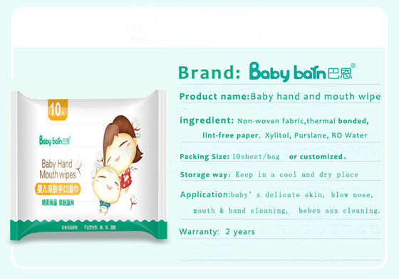 Spunlaced Vải không dệt mềm Làm sạch hữu cơ Baby Barn Water Wipes