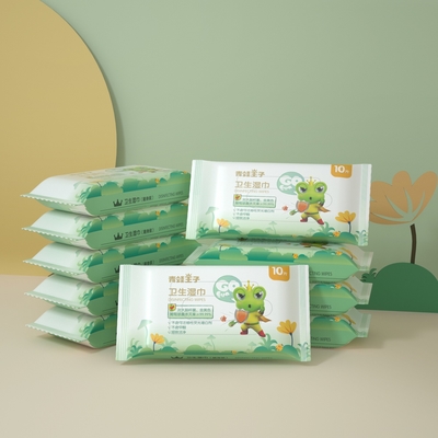10 cái Giá rẻ Dùng một lần Nhãn hiệu riêng Nhạy cảm Oem Nước lau tay và miệng cho bé khăn ướt