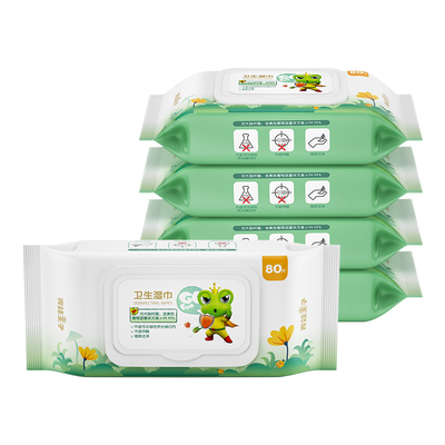 OEM 72 chiếc Giá rẻ không dệt Chăm sóc trẻ sơ sinh Bông có thể phân hủy sinh học Khăn ướt dùng một lần cho bé Khăn ướt không cồn cho bé