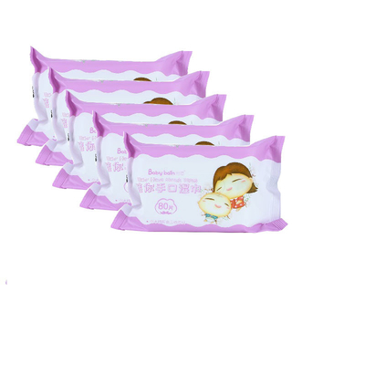 Nước dùng một lần Khăn ướt Đóng gói nhỏ Spunlace Gói 80 ​​chiếc tinh khiết