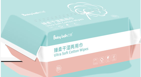Có thể phân hủy sinh học Khăn mặt sạch dùng một lần Bông khô Khăn giấy khô và ướt để làm sạch