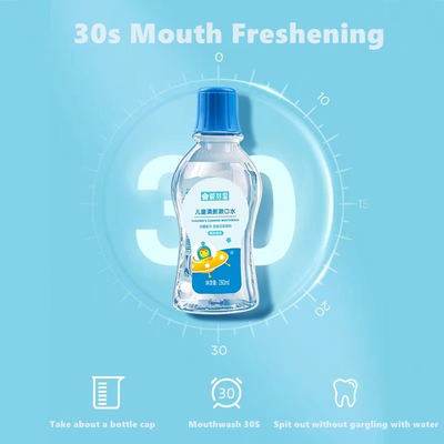 Dụng cụ vệ sinh răng miệng dành cho trẻ em Hương vị trái cây Nước súc miệng làm sạch nhanh 30S