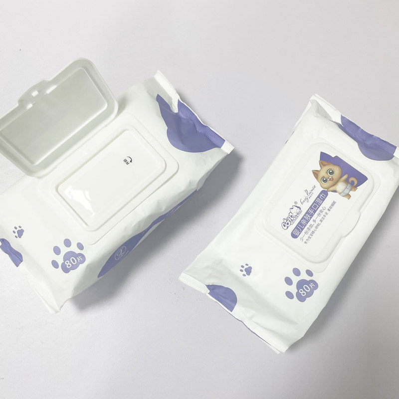 Nước tinh khiết có thể phân hủy sinh học Vải không dệt Khăn ướt không mùi 80 chiếc để chăm sóc em bé