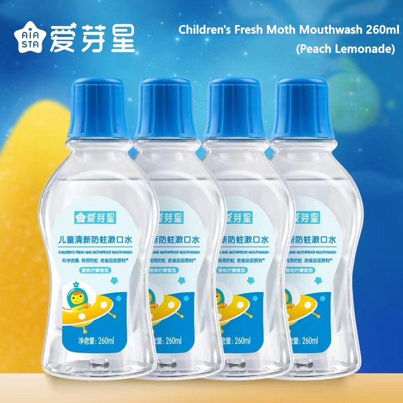 Sạch miệng và hơi thở thơm tho 260ml Nước súc miệng Chăm sóc răng miệng Trẻ em Hương đào hương chanh