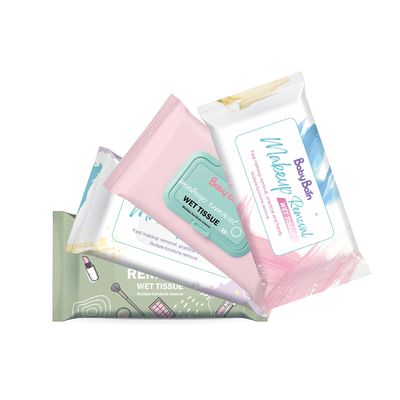 Logo tùy chỉnh Nước tẩy trang mỹ phẩm dùng một lần Khăn ướt hàng ngày được sử dụng để làm sạch mặt