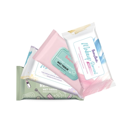 Logo tùy chỉnh Nước tẩy trang mỹ phẩm dùng một lần Khăn ướt hàng ngày được sử dụng để làm sạch mặt